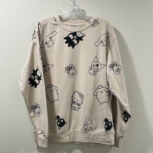 NEW SANRIO HELLO KITTY & FRIENDS Adult Pullover Sweatshirt, Tan/Black - M